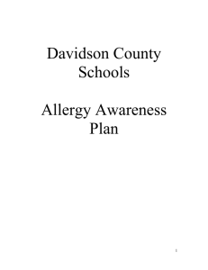 Davidson County Schools Allergy Awareness Plan DISCLAIMER