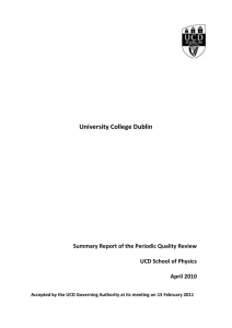 Summary Report of the Periodic Quality Review UCD School of