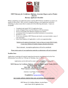 NRTF Bursary for Certificate, Diploma, Associate Degree and or