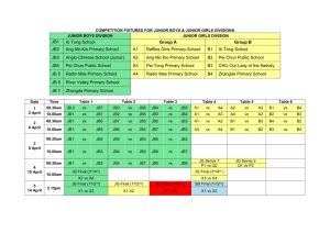 COMPETITION FIXTURES FOR JUNIOR BOYS & JUNIOR GIRLS