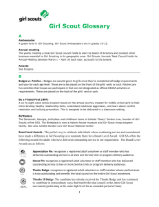 Girl Scout Glossary - Girl Scouts, Hornets` Nest Council