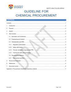 procurement of chemicals - The University of Sydney