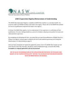 LISW-S Supervision Registry Memorandum of Understanding