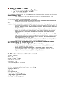 Water, Air & Land (4 weeks) Water resources, management