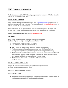 NRF Honours Scholarship Information Page