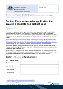 Section 23 self-assessable application that creates a separate and