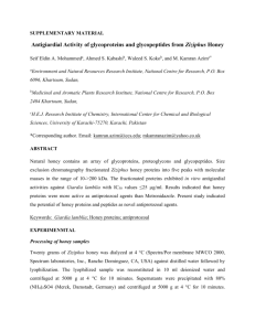 Antigiardial Activity of glycoproteins and glycopeptides