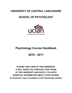 10.1 B.Sc. (Hons) Psychology - University of Central Lancashire