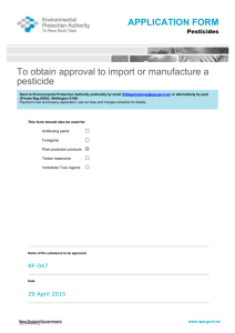 Application form to obtain approval to import or manufacture pesticides