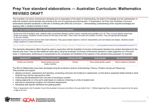 Prep Year standard elaborations Australian Curriculum: Mathematics