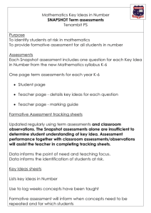 Maths SNAPSHOT Key idea term assessments info