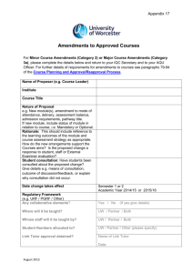 Amendments to Approved Courses form
