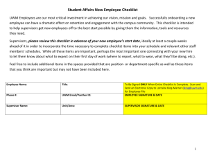 Student Affairs New Employee Checklist