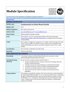 2341 Fundamentals in Global Mental Health Module Specification