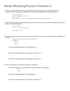 Hardy Weinberg Practice Problems 2 1. If 9% of an African