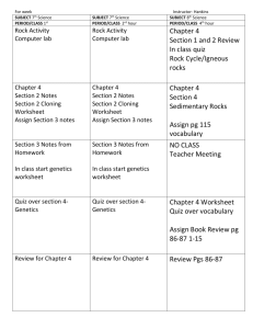 For week Instructor- Hankins SUBJECT 7th Science SUBJECT 7th