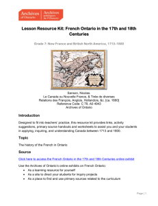 French Ontario in the 17th and 18th Centuries