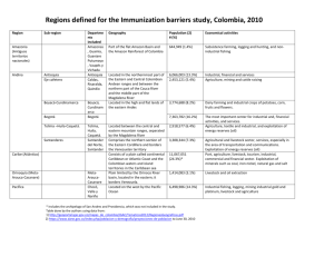 Regions defined for the Immunization barriers