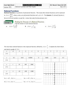 3.5 - Rational Functions and Their Graphs