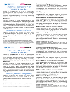 Switching from Combivir tablets to lamivudine/zidovudine 150