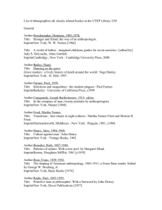 List of ethnographies at the UTEP Library 2/05