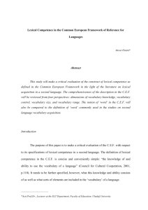 Lexical Competence in the Common European Framework of