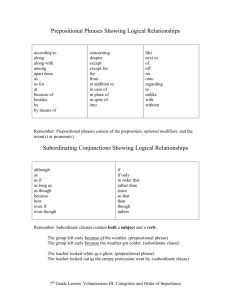 Prepositional Phrases Showing Logical Relationships