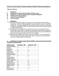 North Central Region Special Needs Shelter Standards