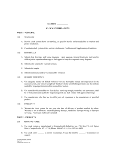 Clock Specifications - Campbellsville Industries