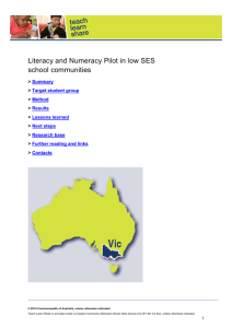 Literacy and Numeracy Pilot in low SES school communities