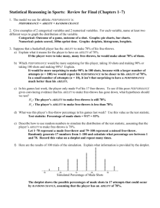 Statistical Reasoning in Sports: Review for Final (units 1-6)