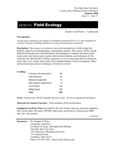 Field Ecology at Stone Laboratory- EEOB 694
