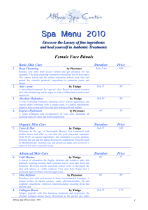 Spa Menu 2010 - Mykonos Grand Hotel