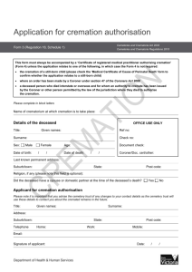 Application for cremation authorisation
