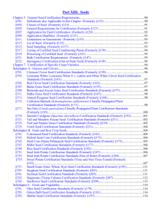 Seed Certification Standards - Department of Agriculture and Forestry