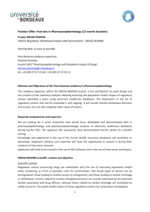Position Offer: Post-doc in Pharmacoepidemiology (12 month