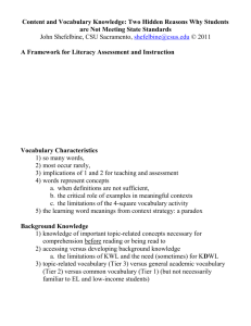 Background Knowledge and Vocabulary Knowledge: