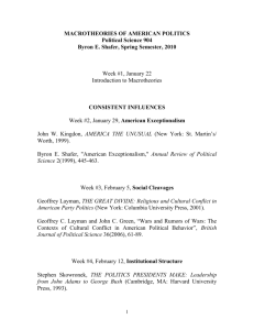 PS 900 904 Macrotheories of American Politics