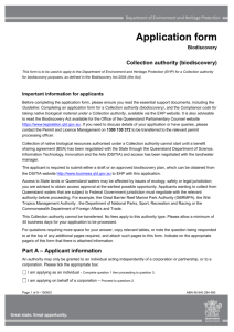 Application form Collection authority (Biodiscovery)