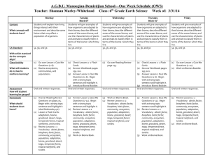 A.G.B.U. Manoogian-Demirdjian School—One Week Schedule