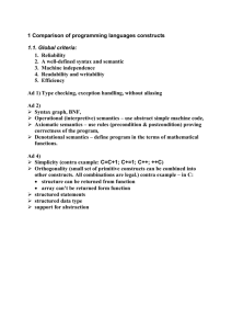 1 Comparison of programming languages constructs