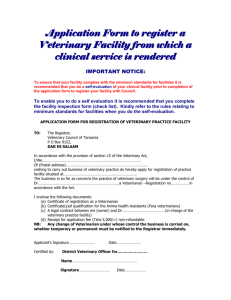 Application Form to register a Veterinary Facility from which a