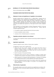 SCHEDULE TO THE ROADSIDES VEGETATION PROTECTION