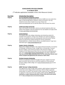 SCHOLASHIPS FOR 2014 SENIORS as of March 2014 (**indicates