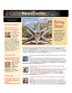 CASNR eNewsletter - April 2015 - Texas Tech University Departments