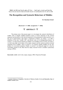 The Recognition and Syntactic Behaviour of Middles