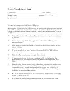 Chemical hazard student acknowledgement form