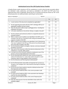 NJ Individualized Service Plan (ISP) Quality Review Checklist