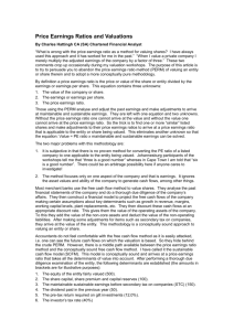 Price Earnings Ratios and Valuations