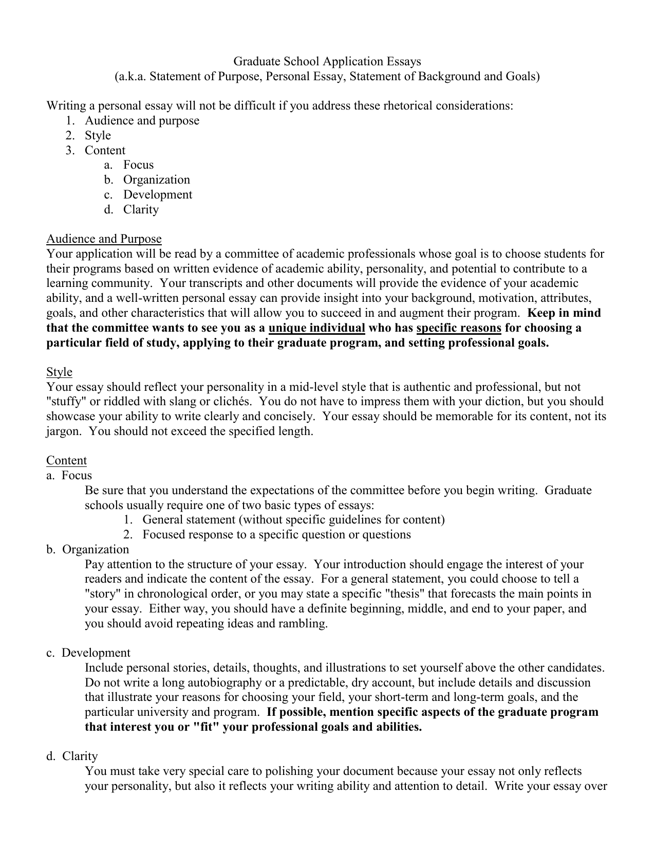 admission essay examples for graduate school